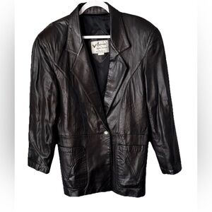 Vintage Continental Leather Fashions USA Black Lambskin Leather Womens Jacket M